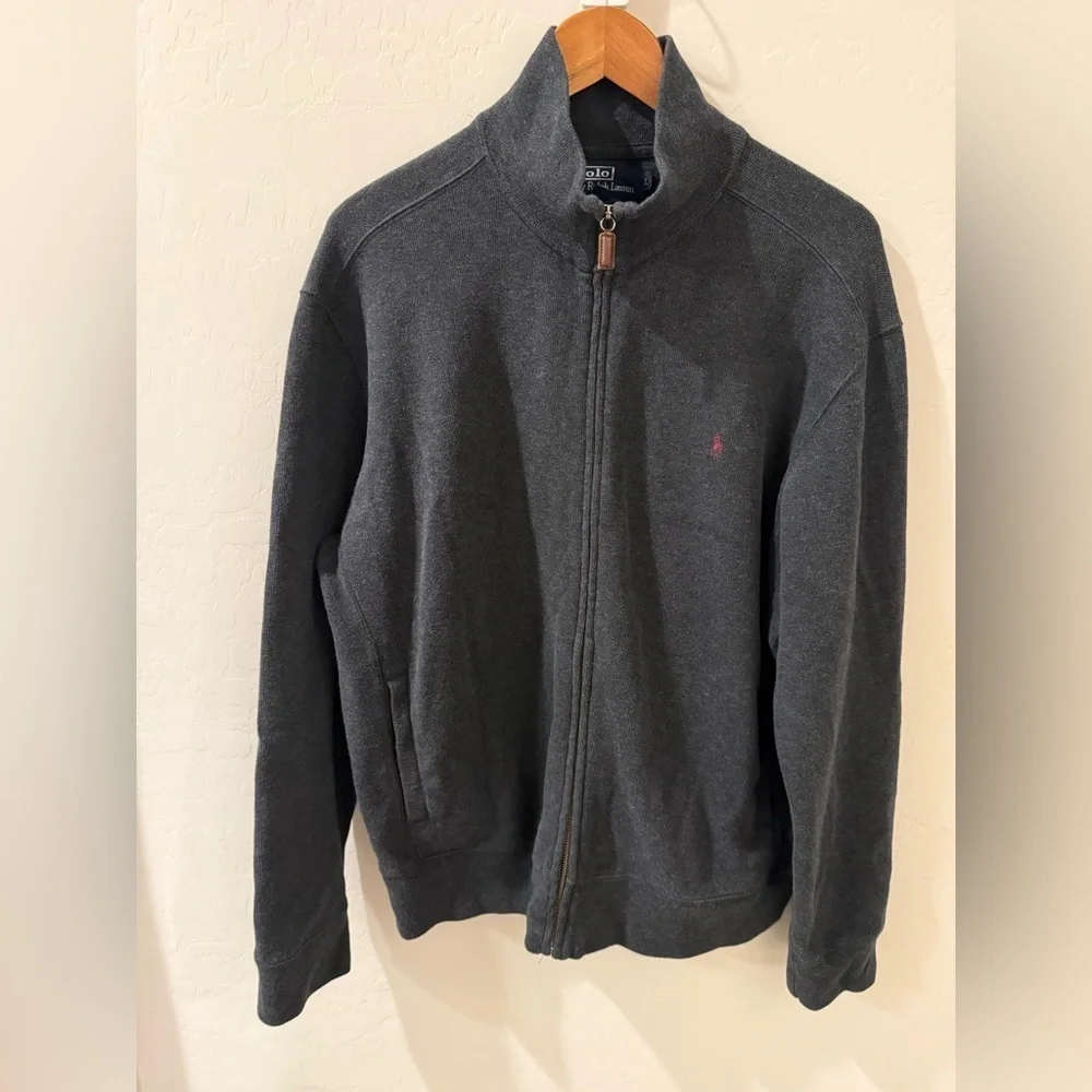 Polo Ralph Lauren Men’s Charcoal Ribbed Grandpa Cardigan Sweater – Size Large